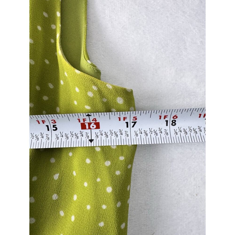 Cynthia Howie Silk Dress Size 12 Lime Green Abstract Dot Sleeveless Lined - Picture 6 of 10
